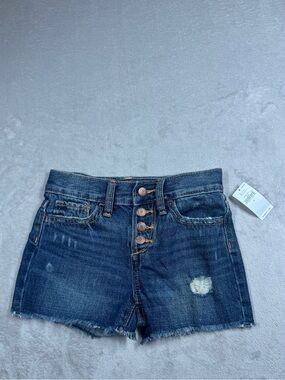 NWT Old Navy Girls Distressed Denim Raw Hem 100% Cotton Blue Jean Shorts Size 6
